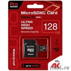Micro SecureDigital 128Gb QUMO QM128GMICSDXC10U3 {MicroSDXC Class 10 UHS-I, SD adapter}  [: 3 ]
