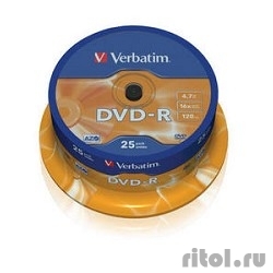 Verbatim   DVD-R   4.7Gb 16-, 25, Cake Box (43522)  [: 2 ]
