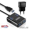 HUB GR-384UAB Ginzzu  USB 3.0  4 port + adapter  [: 1 ]