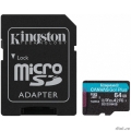 Micro SecureDigital 64Gb Kingston Canvas Go Plus UHS-I U3 A2 + ADP (170/70 MB/s) SDCG3/64GB  [: 1 ]