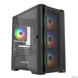 Powercase ByteFlow Micro Black, Tempered Glass, 4 120mm ARGB fans, ARGB HUB, , mATX  (CAMBFB-A4)  [: 1 ]