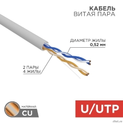 Rexant (02-0002)   , U/UTP, CAT 5e, ZH ()-HF, 220,52, 24AWG, INDOOR, SOLID, , 305 PRO  [: 1 ]