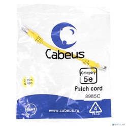 Cabeus PC-UTP-RJ45-Cat.5e-0.15m-YL ����-���� U/UTP, ��������� 5�, 2xRJ45/8p8c, ����������������, ������, PVC, 0.15�  [��������: 2 ������]