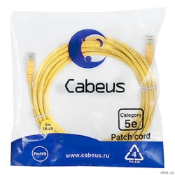 Cabeus PC-UTP-RJ45-Cat.5e-5m-YL-LSZH ����-���� U/UTP, ��������� 5�, 2xRJ45/8p8c, ����������������, ������, LSZH, 5�  [��������: 2 ������]