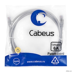 Cabeus PC-UTP-RJ45-Cat.6a-2m-LSZH ����-���� U/UTP, ��������� 6� (10G), 2xRJ45/8p8c, ����������������, �����, LSZH, 2�  [��������: 5 ���]