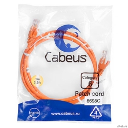 Cabeus PC-UTP-RJ45-Cat.6-1m-OR ����-���� U/UTP, ��������� 6, 2xRJ45/8p8c, ����������������, ���������, PVC, 1�  [��������: 5 ���]