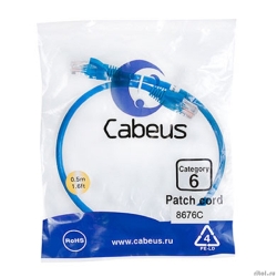 Cabeus PC-UTP-RJ45-Cat.6-0.5m-BL - U/UTP,  6, 2xRJ45/8p8c, , , PVC, 0.5  [: 5 ]