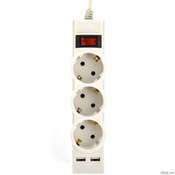 Perfeo ������� ������ "POWER-S", 5,0�, 3 ������� 10�, 2USB, 2500 ��, ������� ������, �����.  [��������: 1 ���]