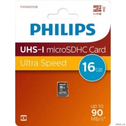Micro SecureDigital 16GB Philips High Speed  microSDHC Class 10 90MB/s (FM16MD55B/97)  [��������: 1 ���]