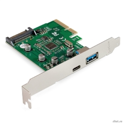 Exegate EX298302RUS ���������� ExeGate EXE-320-1A1C (PCI-E x4 v3.0, USB3.2 Gen2 1xType-A + 1xType-C ext., SuperSpeed+ �������� �� 10 ����/�, ������ ���.�������, ASMedia Chipset ASM1142)  [��������: 1 ���]
