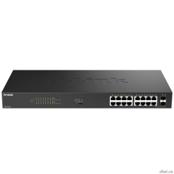 D-Link DGS-1018P/B1A ��������������� ���������� � 16 ������� 10/100/1000Base-T, 2 ������� 1000Base-X SFP � DIP-�������������� (16 ������ PoE 802.3af/at, PoE-������ 240 ��)  [��������: 1 ���]