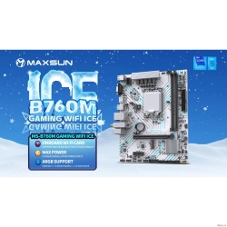 MAXSUN MS-B760M GAMING WIFI ICE (Socket 1700, mATX, 2*DDR4(64Gb), VGA/HDMI, 3*SATA3, 1*M.2, 1*PCIEx16/1*PCIEx1, 2*USB2.0, 4*USB 3.2, LAN 1*1G, Bluetooth,  Wi-Fi 802.11ac, ARGB, white, RTL)  [��������: 3 ����]