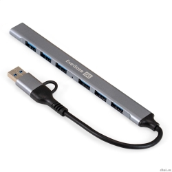 Exegate EX299790RUS USB-��� (������������) 7-�-1 ExeGate DUB-761C3 (������-������� USB Type-A + Type-C --> 6xUSB2.0, 1xUSB3.0, Plug&Play, �����������)  [��������: 1 ���]