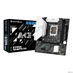 MAXSUN MS-B760M GAMING WIFI ACE D4 (Socket 1700, mATX, 2*DDR4(64b), VGA/HDMI, 3*SATA3, 2*M.2, 1xPCI-E x16 /1xPCI-E x4, 2*USB 2.0, 4*USB 3.2 GEN2, LAN 1*1G,  Bluetooth,  Wi-Fi 802.11ax, RTL)  [��������: 3 ����]