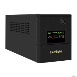 Exegate EX299950RUS ��� ExeGate SpecialPro Smart LLB-1000.LCD.AVR.4SH (1000VA/700W, LCD, AVR, 4*EU/��� F(Schuko), ������� 12V 7.2Ah - 2 ��., ������������� ������, Black)  [��������: 1 ���]