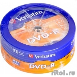 Verbatim ����� DVD-R 4.7Gb 16-�, 25��. Shrink (43730)  [��������: 2 ������]