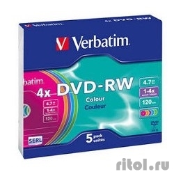 Verbatim   DVD-RW 4x, Colour, Slim, 5,(43563)  [: 2 ]