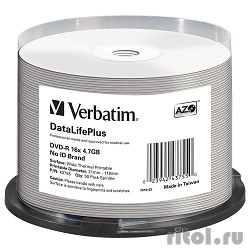 Verbatim  ����� DVD-R  4.7Gb 16-�, Cake Box 50��. Printable (43755)  [��������: 2 ������]
