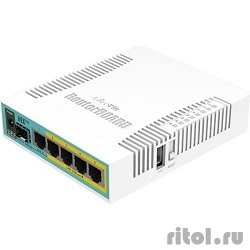 MikroTik RB960PGS  hEX PoE, 1 SFP, 128MB RAM, 5x Gigabit LAN, USB, plastic case and PSU  [: 1 ]