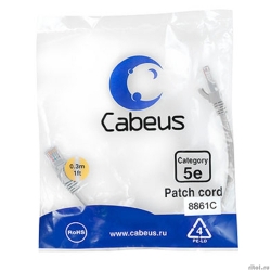 Cabeus PC-UTP-RJ45-Cat.5e-3m-WH ����-���� UTP, ��������� 5e, 3 �, ����������������, �����  [��������: 2 ������]