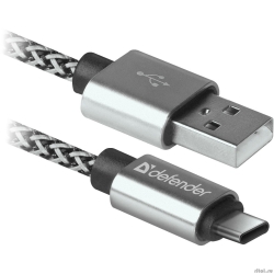Defender USB ������ USB09-03T PRO USB2.0 �����, AM-Type-C, 1m, 2.1A (87815)  [��������: 2 ������]