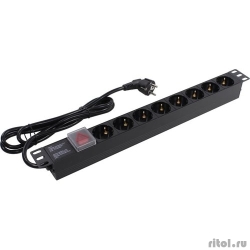 Exegate EX280842RUS ���� ������� ExeGate ServerPro PDU-19H803 Al-8S-EU2-SW, 19",1U,����, 8Schuko, ���������, 2�  [��������: 1 ���]
