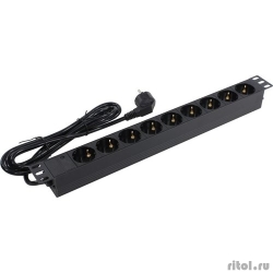 Exegate EX280850RUS ���� ������� ExeGate ServerPro PDU-19H904 Al-9S-EU2.5, 19",1U,����, 9Schuko, ���������, 2.5�  [��������: 1 ���]