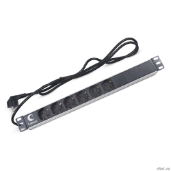 Cabeus PDU-6P-2EU ���� ����������� ��� 19" ������, ��������������, 6 �������, 16 A, ��� �����������, ���� 2�, ����������� ������, �������� ��������  [��������: 2 ������]
