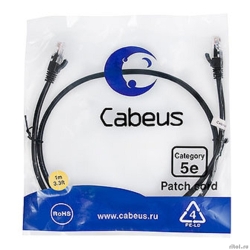 Cabeus PC-UTP-RJ45-Cat.5e-1m-BK ����-���� U/UTP, ��������� 5�, 2xRJ45/8p8c, ����������������, ������, PVC, 1�  [��������: 1 ���]