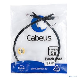 Cabeus PC-UTP-RJ45-Cat.5e-0.5m-BK ����-���� UTP, ��������� 5e, 0.5 �, ����������������, ������  [��������: 1 ���]