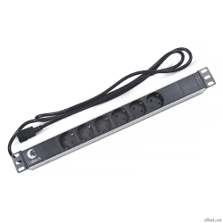 Cabeus PDU-6P-2IEC ���� ����������� ��� 19" ������, ��������������, 6 �������, 10 A, ��� �����������, ����������� ������, ���� 2 �, ����� IEC 320 C14  [��������: 2 ������]
