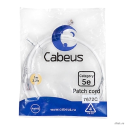 Cabeus PC-UTP-RJ45-Cat.5e-1m-WH ����-���� U/UTP, ��������� 5�, 2xRJ45/8p8c, ����������������, �����, PVC, 1�  [��������: 2 ������]