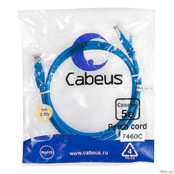 Cabeus PC-UTP-RJ45-Cat.5e-1m-BL ����-���� U/UTP, ��������� 5�, 2xRJ45/8p8c, ����������������, �����, PVC, 1�  [��������: 2 ������]