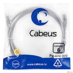 Cabeus PC-UTP-RJ45-Cat.6-2m-LSZH ����-���� U/UTP, ��������� 6, 2xRJ45/8p8c, ����������������, �����, LSZH, 2�  [��������: 2 ������]