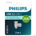 PHILIPS USB Drive 256Gb PHILIPS 2-in-1 USB 3.2 USB C, OTG, USB 3.2/Type-C, ������, 100 MB/s  [��������: 1 ���]