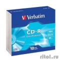 Verbatim Диски CD-R  700Mb 48-х/52-х (Slim case, 10шт.) [43415]  [Гарантия: 2 недели]