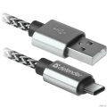 Defender USB ������ USB09-03T PRO USB2.0 �����, AM-Type-C, 1m, 2.1A (87815)  [��������: 2 ������]