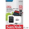 Micro SecureDigital 64Gb SanDisk SDSQUNR-064G-GN3MA Ultra Light + adapter  [: 1 ]