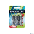 Ergolux  Alkaline LR6 BL 3+1(FREE) (LR6 BL3+1, батарейка,1.5В)  (4 шт. в уп-ке)  [Гарантия: 1 год]